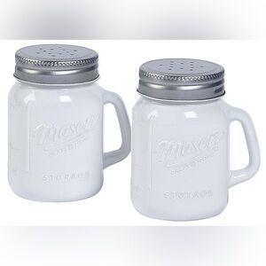 White Glass Mason Jar Salt and Pepper Shakers - NWOT